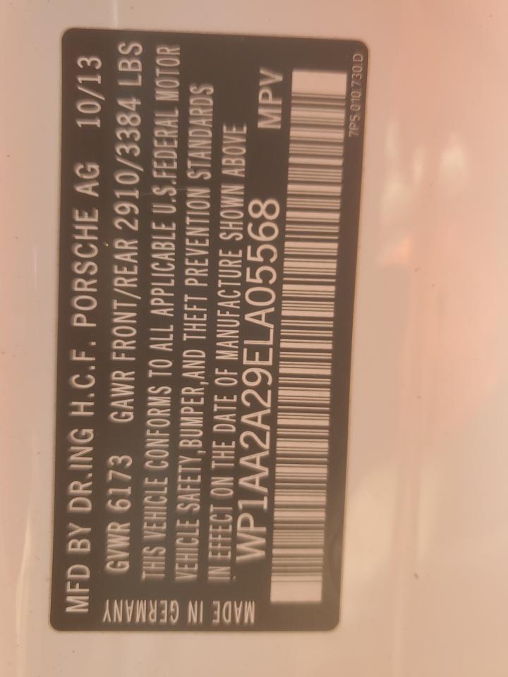 2014 Porsche Cayenne VIN: WP1AA2A29ELA05568 Lot: 84296405