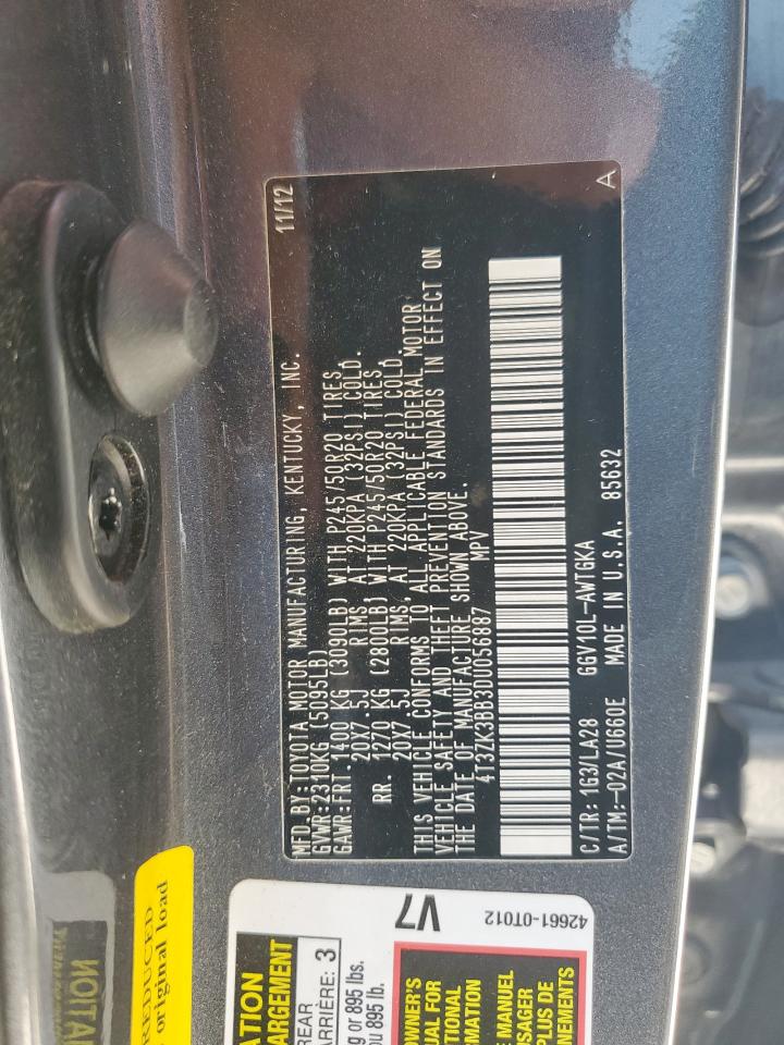 2013 Toyota Venza Le VIN: 4T3ZK3BB3DU056887 Lot: 84616545