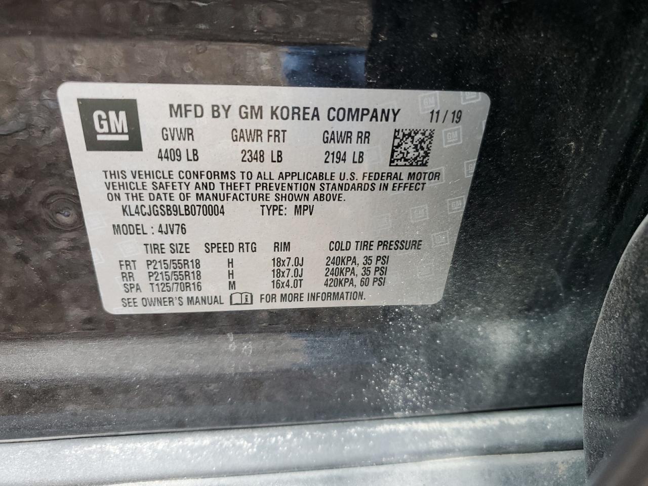 2020 Buick Encore Essence VIN: KL4CJGSB9LB070004 Lot: 80828215