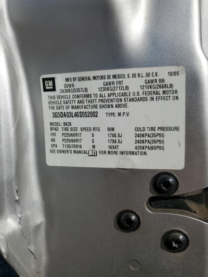 2006 Buick Rendezvous Cx VIN: 3G5DA03L46S552002 Lot: 81719585