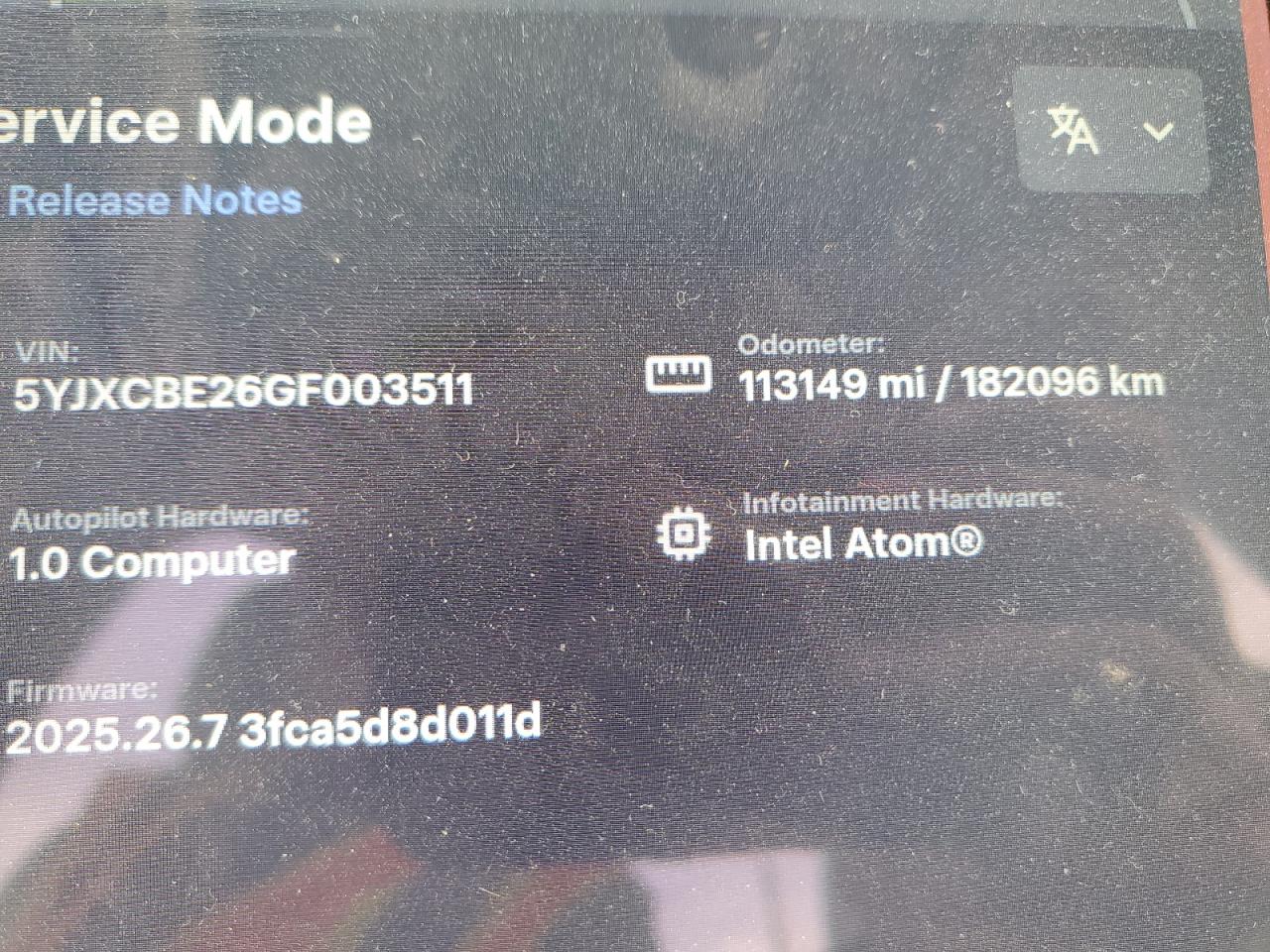 2016 Tesla Model X VIN: 5YJXCBE26GF003511 Lot: 81719665