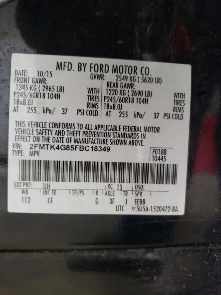 2015 Ford Edge Se VIN: 2FMTK4G85FBC18349 Lot: 82106255