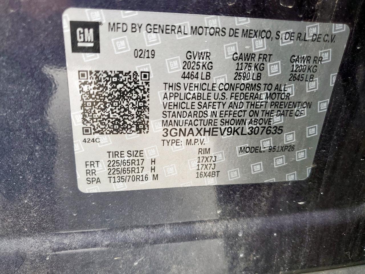 2019 Chevrolet Equinox Ls VIN: 3GNAXHEV9KL307635 Lot: 81198795