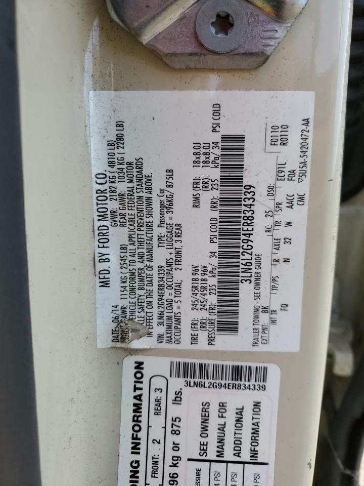 2014 Lincoln Mkz VIN: 3LN6L2G94ER834339 Lot: 81729545