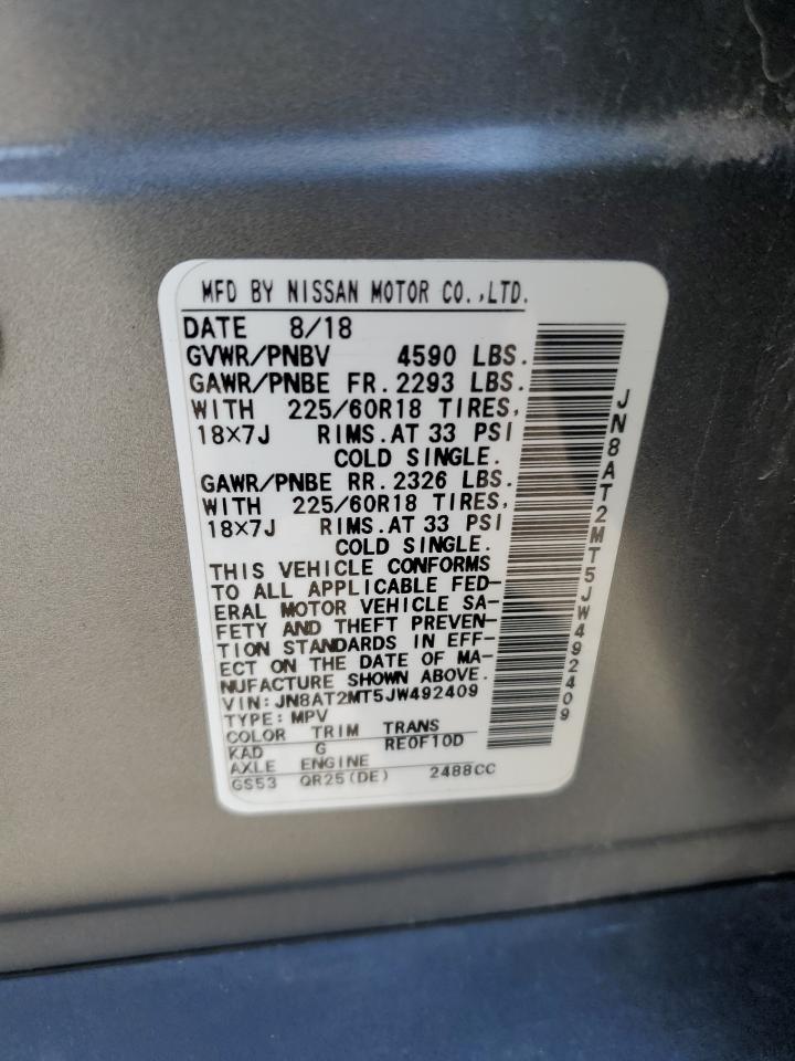 2018 Nissan Rogue S VIN: JN8AT2MT5JW492409 Lot: 81523625