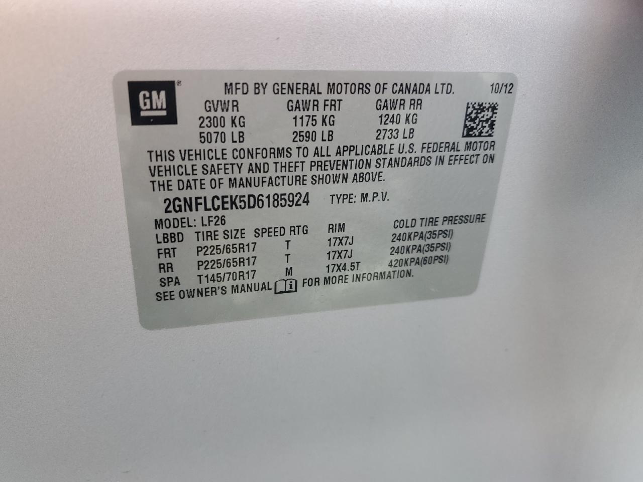 2013 Chevrolet Equinox Ls VIN: 2GNFLCEK5D6185924 Lot: 81450795