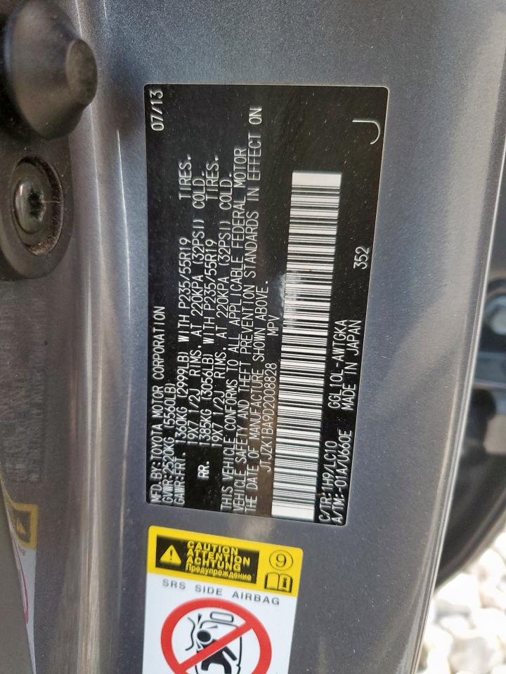 2013 Lexus Rx 350 VIN: JTJZK1BA9D2008828 Lot: 82105455
