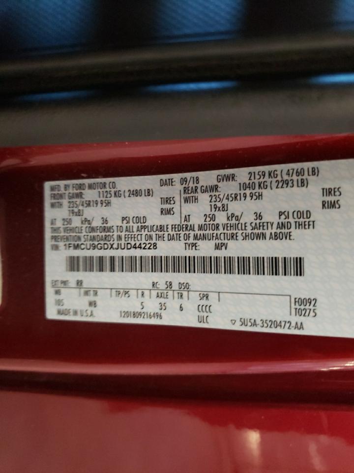 2018 Ford Escape Se VIN: 1FMCU9GDXJUD44228 Lot: 81080805