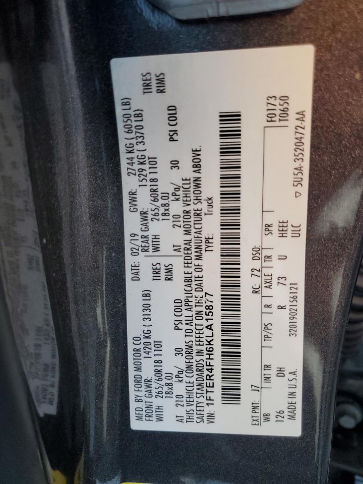 2019 Ford Ranger Xl VIN: 1FTER4FH6KLA15877 Lot: 81732705