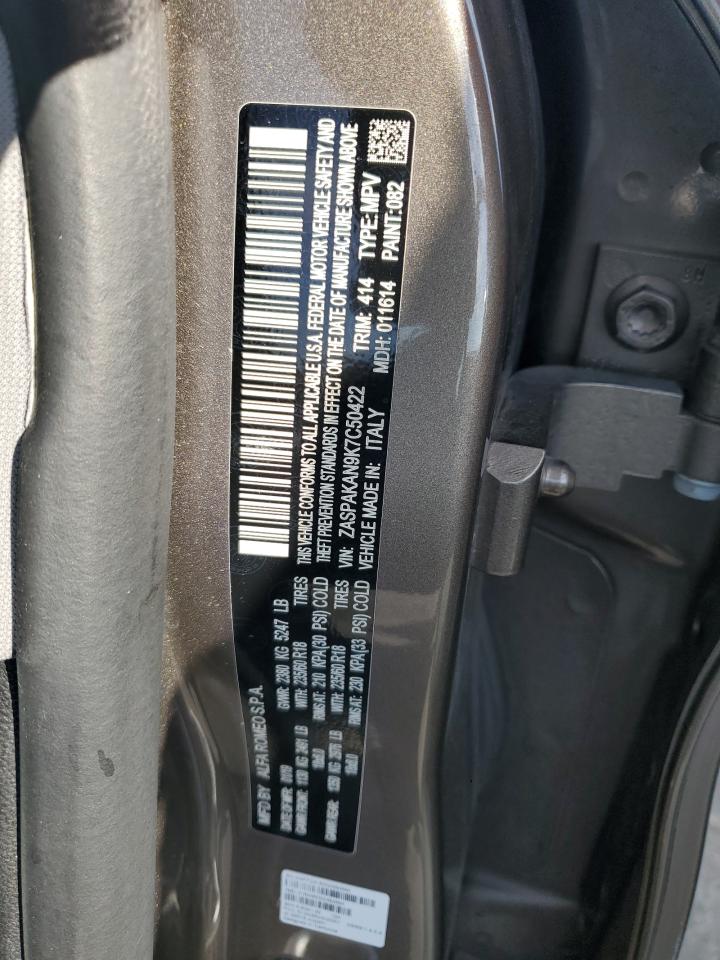 2019 Alfa Romeo Stelvio VIN: ZASPAKAN9K7C50422 Lot: 81101945