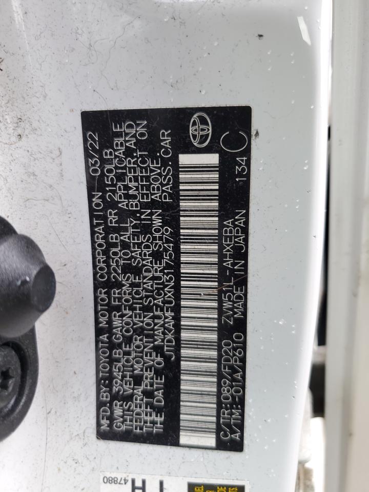 2022 Toyota Prius Night Shade VIN: JTDKAMFUXN3175479 Lot: 80868605