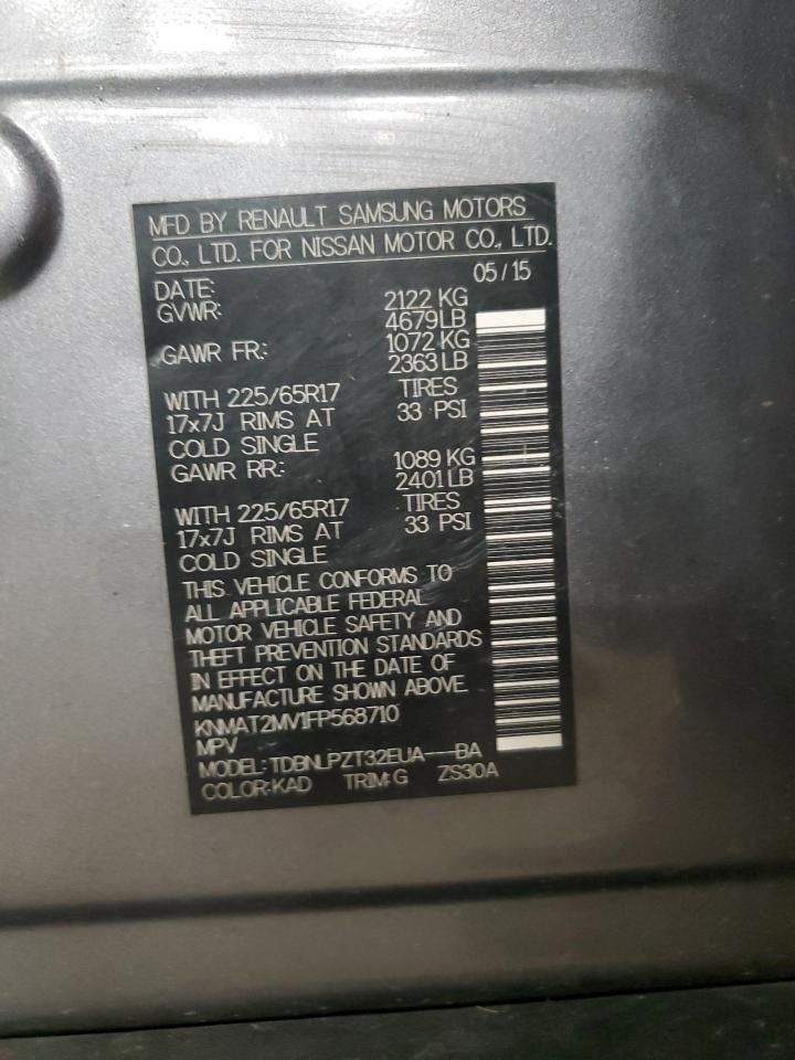 2015 Nissan Rogue S VIN: KNMAT2MV1FP568710 Lot: 81501435