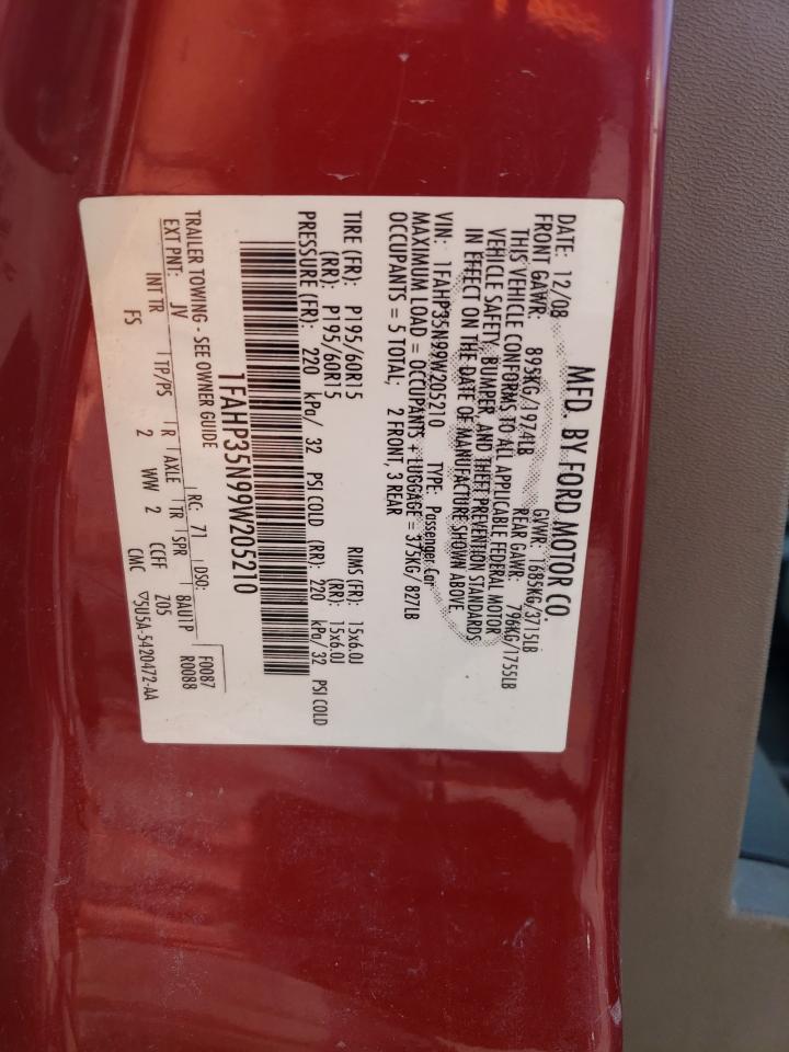 2009 Ford Focus Se VIN: 1FAHP35N99W205210 Lot: 71809805