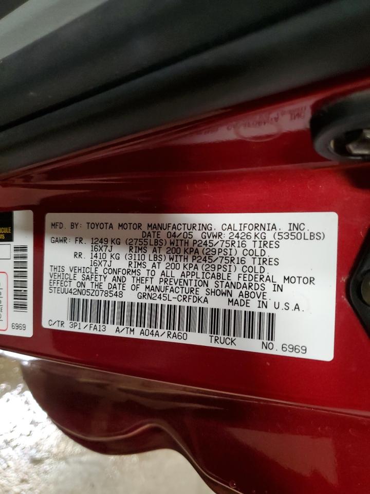 2005 Toyota Tacoma Access Cab VIN: 5TEUU42N05Z078548 Lot: 84385145