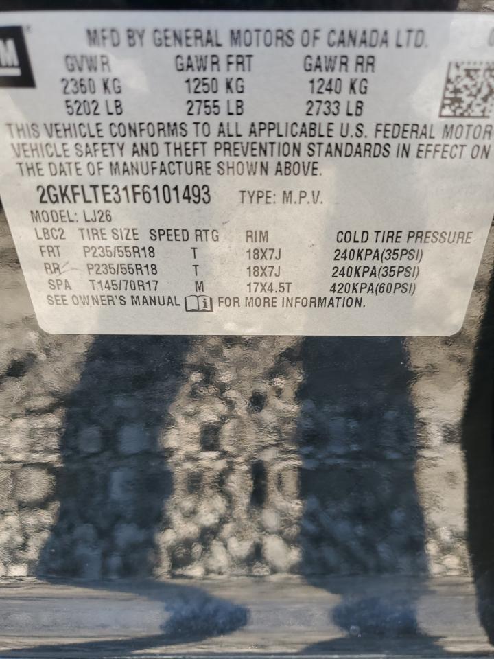 2015 GMC Terrain Slt VIN: 2GKFLTE31F6101493 Lot: 81620455