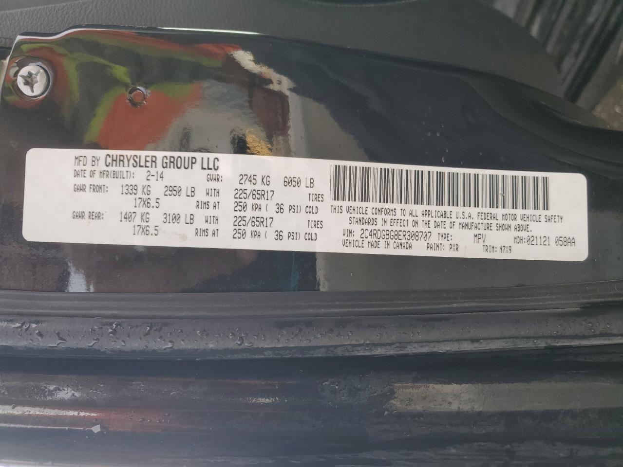 2014 Dodge Grand Caravan Se VIN: 2C4RDGBG8ER308707 Lot: 81511905