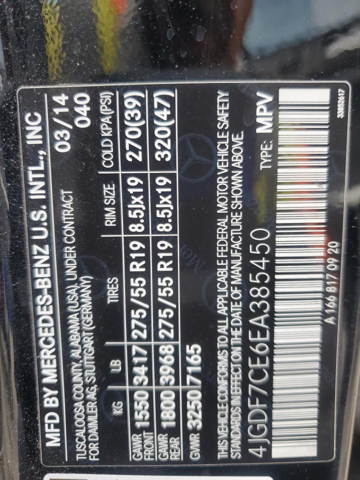 2014 Mercedes-Benz Gl 450 4Matic VIN: 4JGDF7CE6EA385450 Lot: 81503475