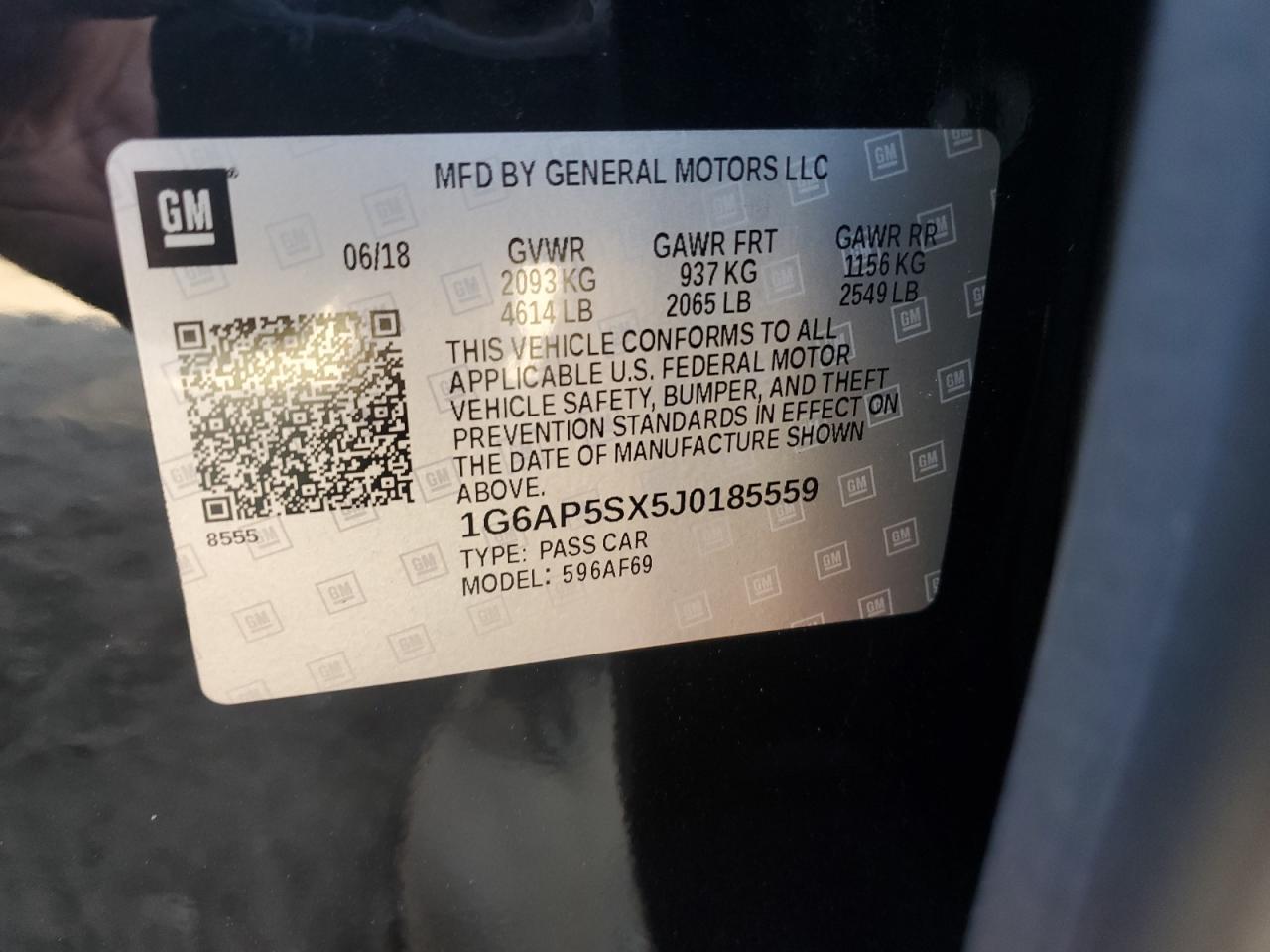 2018 Cadillac Cts VIN: 1G6AP5SX5J0185559 Lot: 80962935