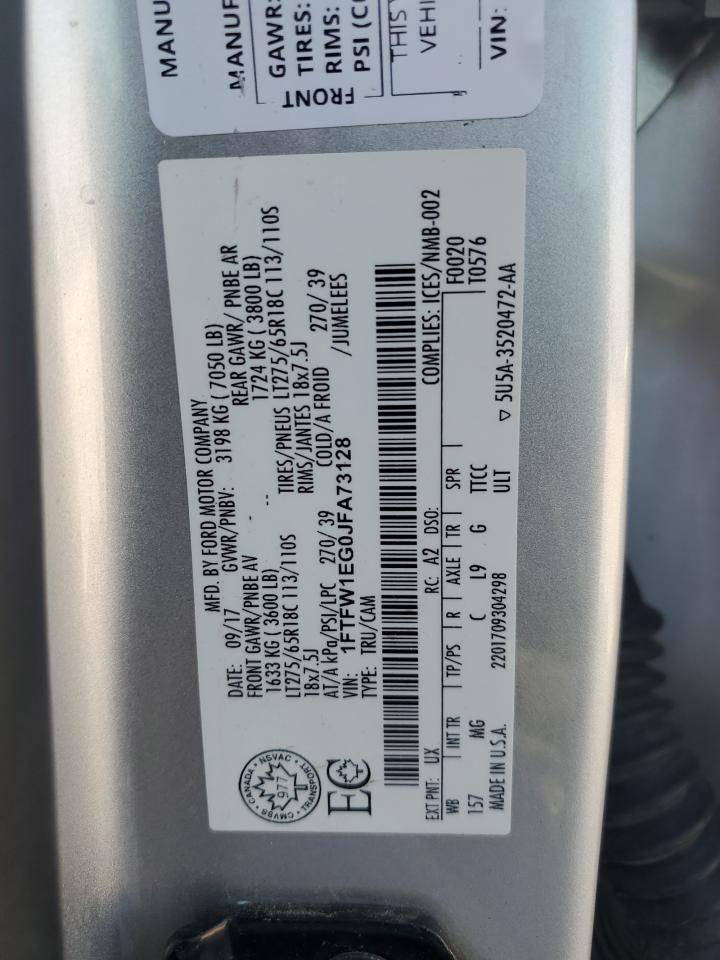 2018 Ford F150 Supercrew VIN: 1FTFW1EG0JFA73128 Lot: 71824945