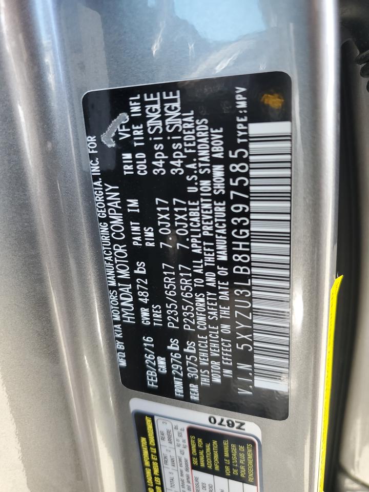 2017 Hyundai Santa Fe Sport VIN: 5XYZU3LB8HG397585 Lot: 84020895