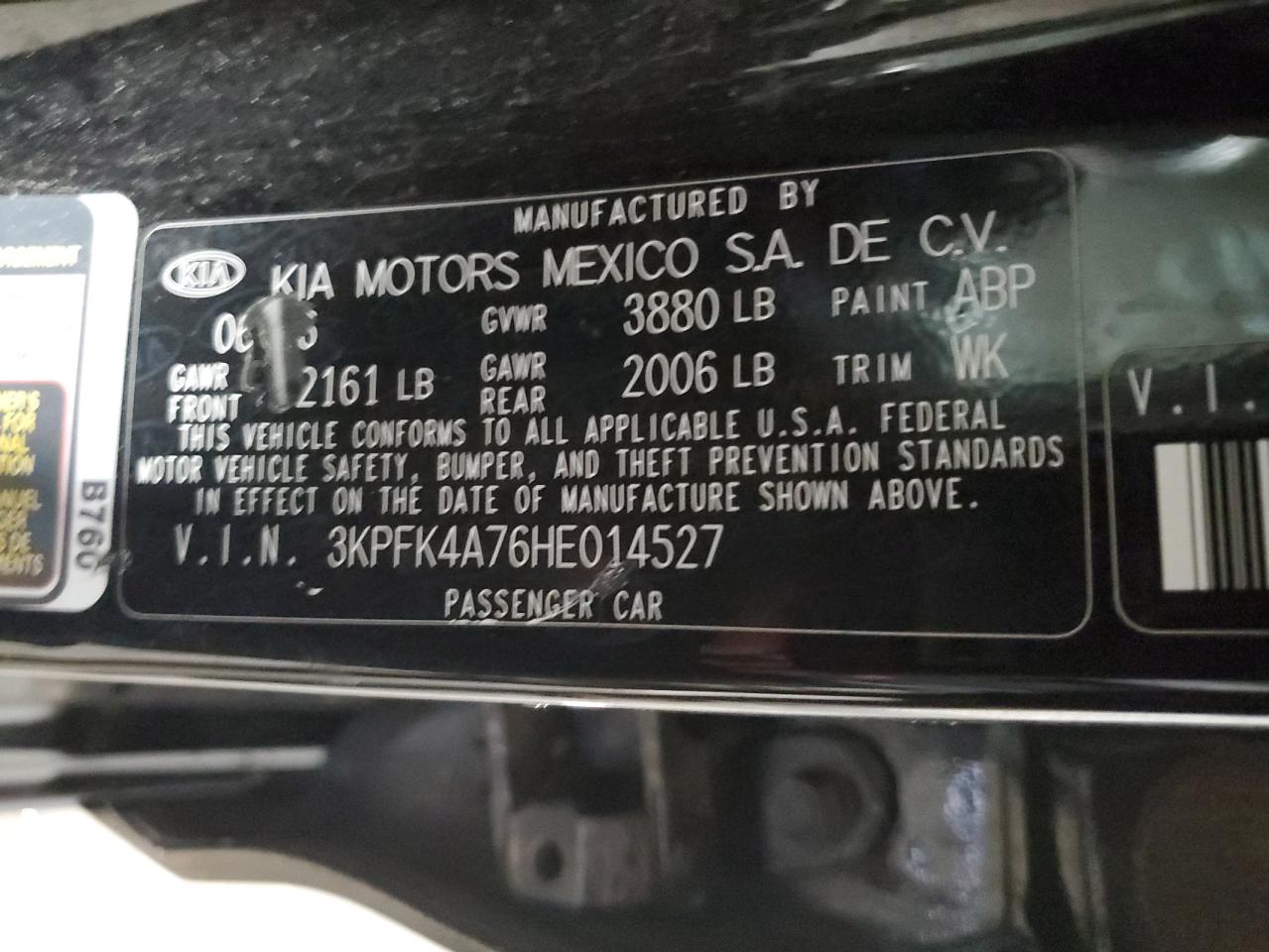 2017 Kia Forte Lx VIN: 3KPFK4A76HE014527 Lot: 97125025