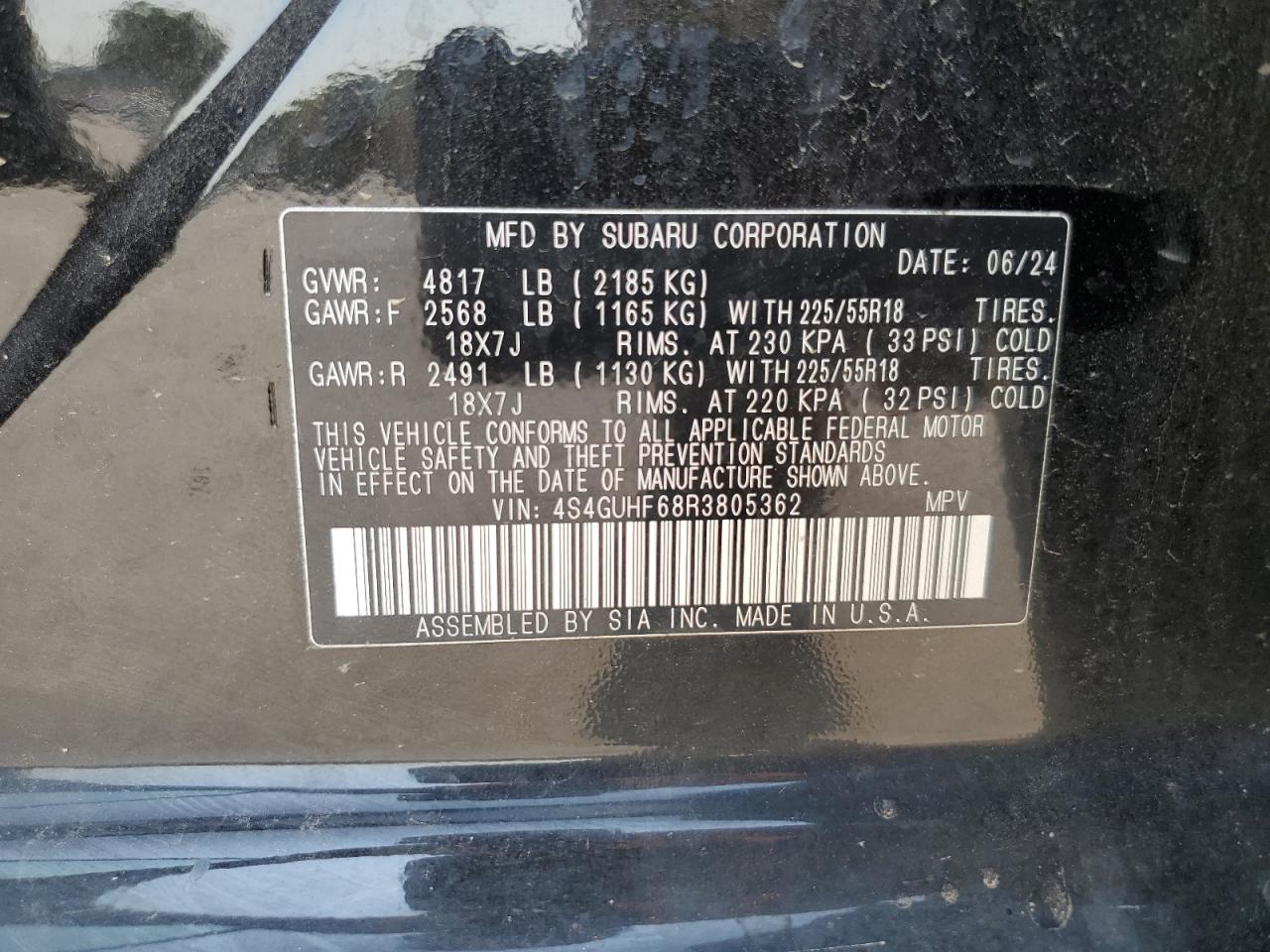 2024 Subaru Crosstrek Sport VIN: 4S4GUHF68R3805362 Lot: 71632725
