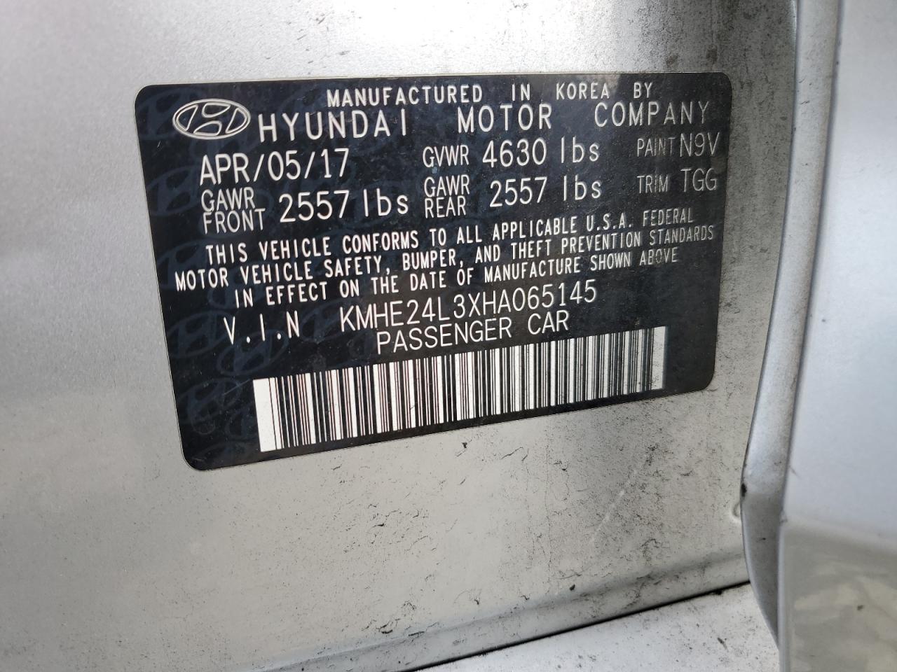 2017 Hyundai Sonata Hybrid VIN: KMHE24L3XHA065145 Lot: 81116165