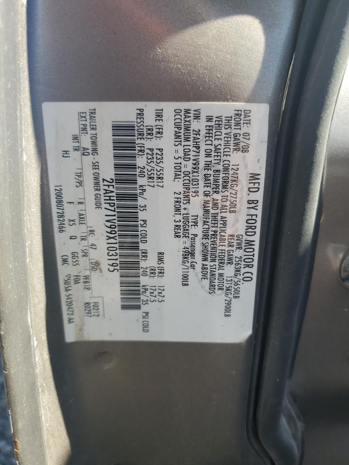 2009 Ford Crown Victoria Police Interceptor VIN: 2FAHP71V99X103195 Lot: 69382605