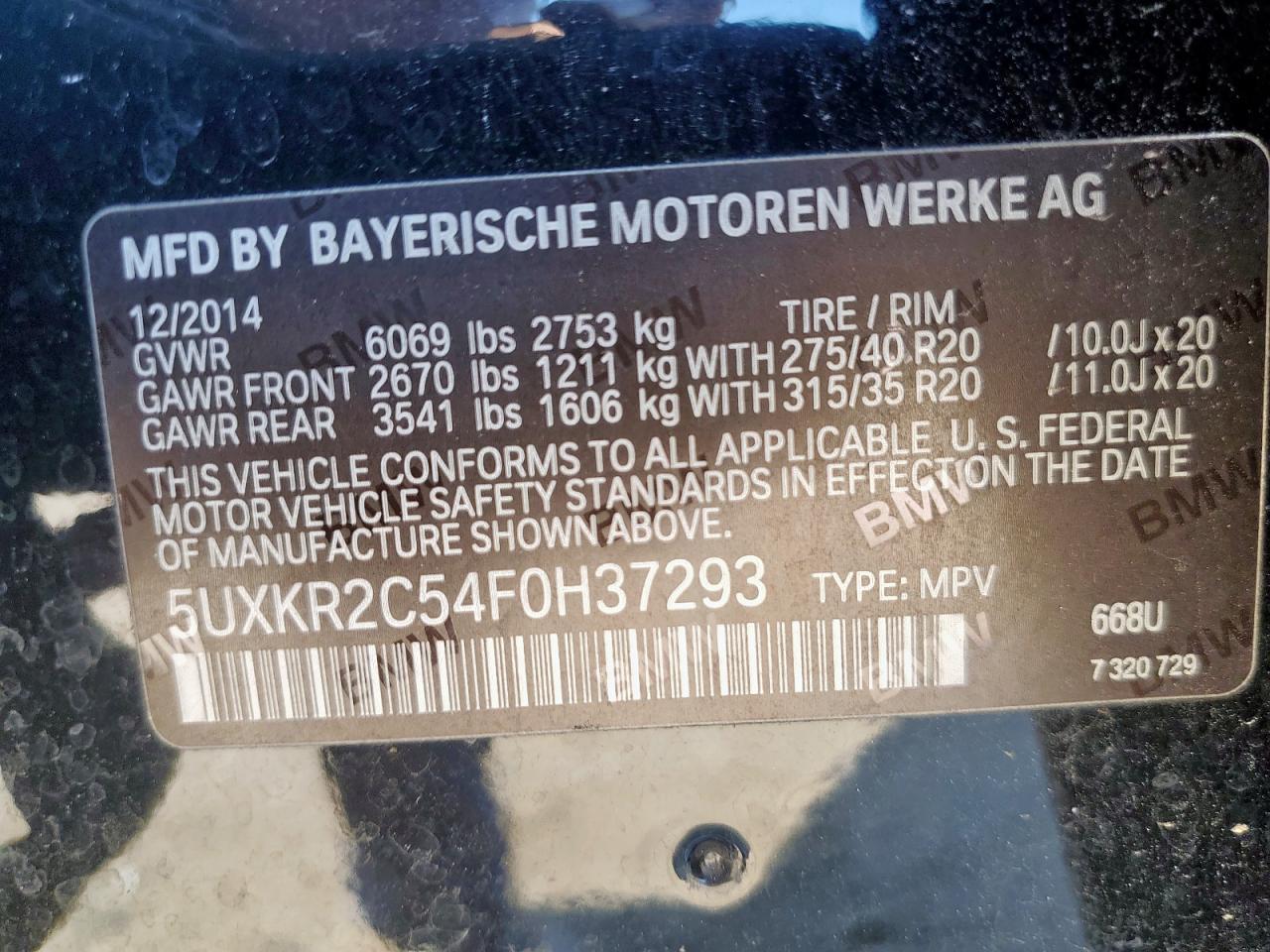 2015 BMW X5 Sdrive35I VIN: 5UXKR2C54F0H37293 Lot: 71957115