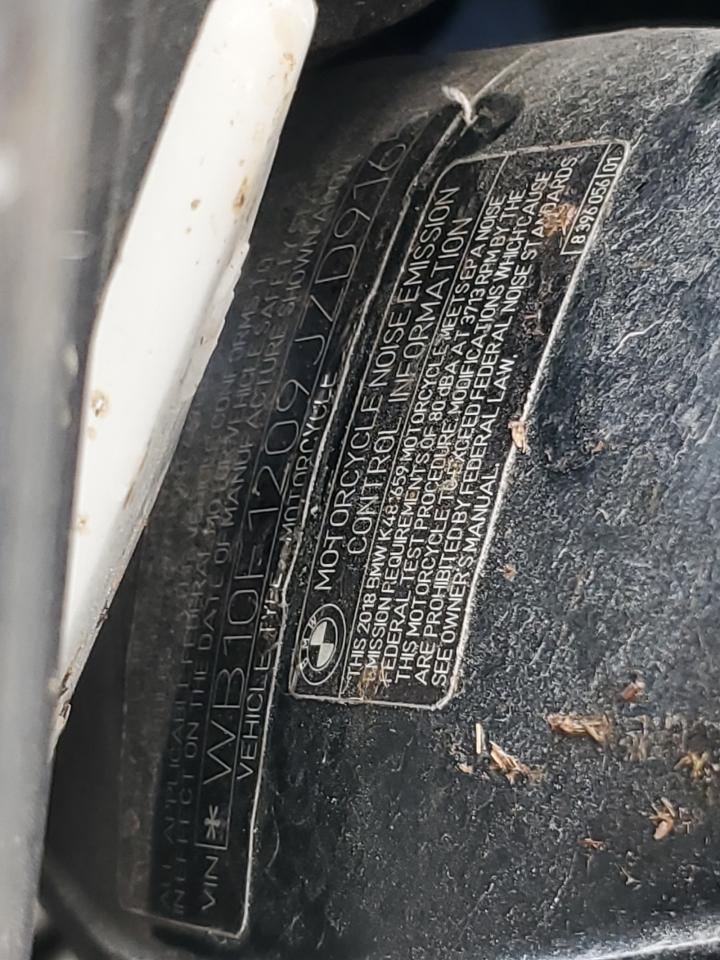 2018 BMW K1600 Gtl VIN: WB10F1209JZD91650 Lot: 67759655