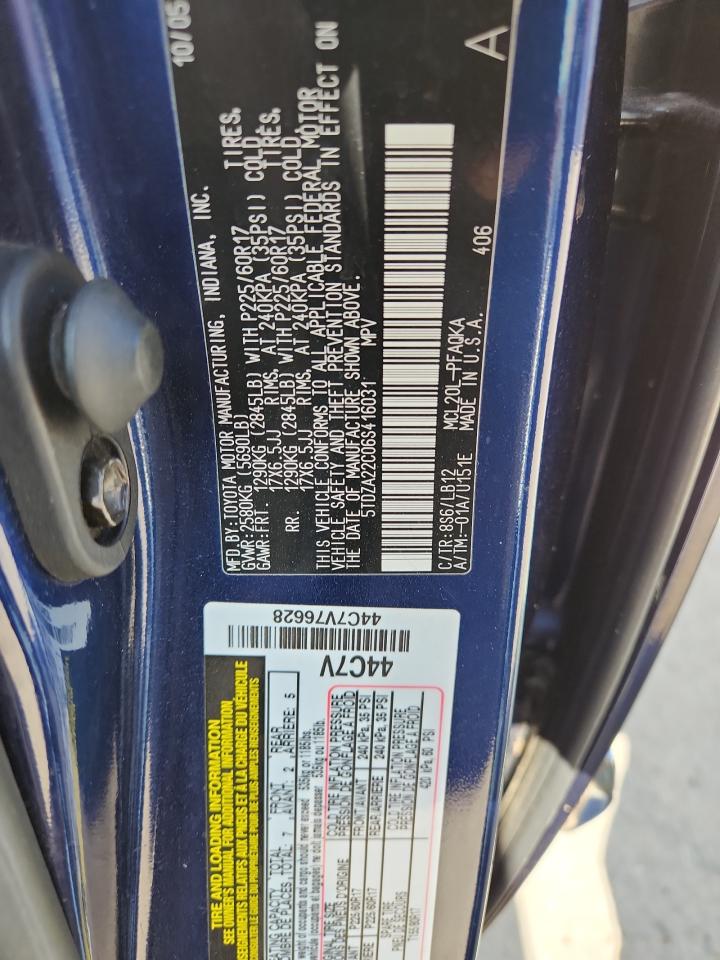 2006 Toyota Sienna Xle VIN: 5TDZA22C06S416031 Lot: 82133135