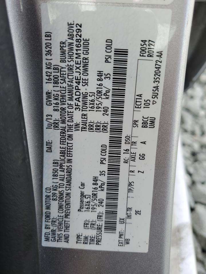 2014 Ford Fiesta Se VIN: 3FADP4EJXEM168292 Lot: 72072935