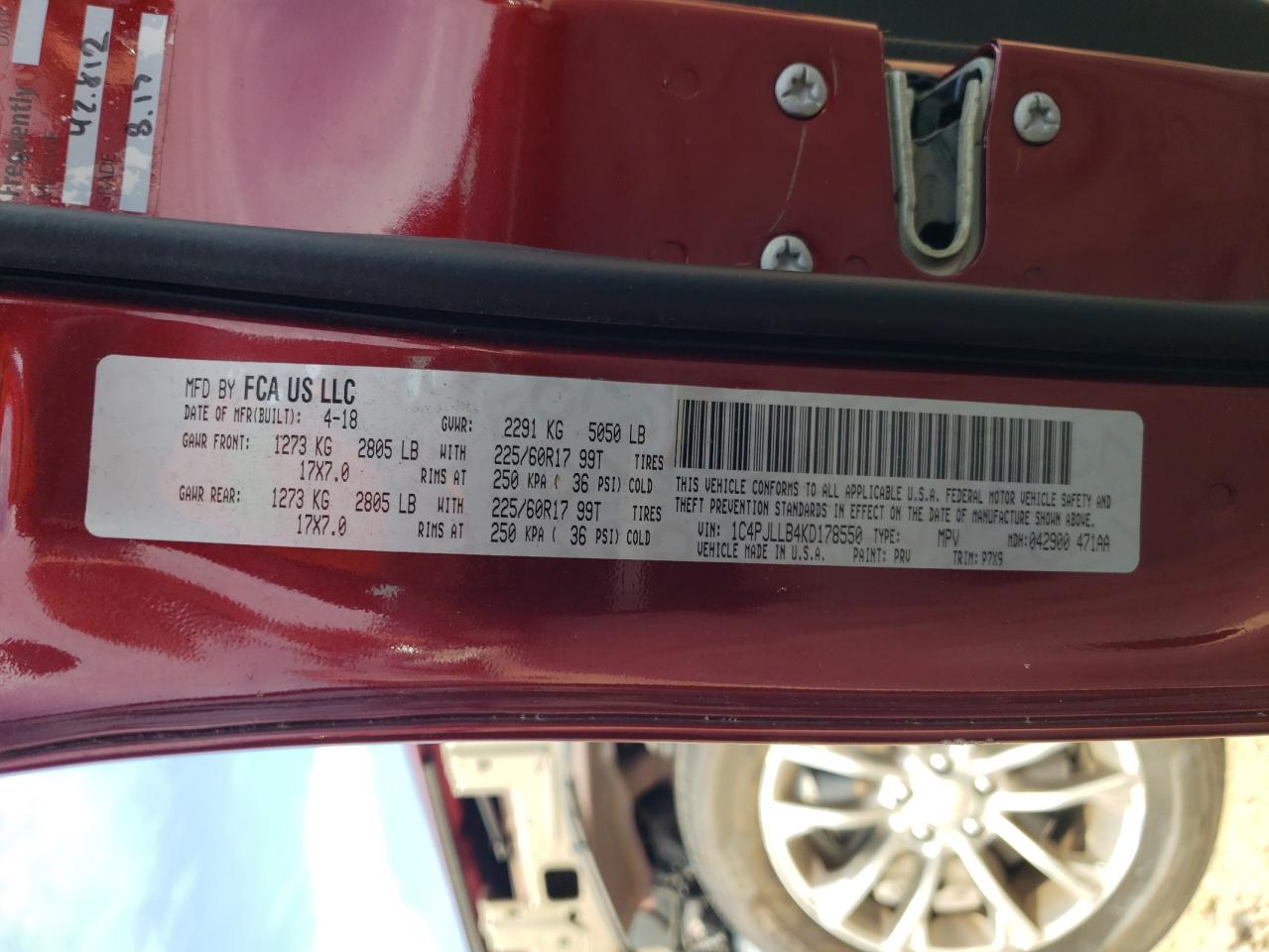 2019 Jeep Cherokee Latitude Plus VIN: 1C4PJLLB4KD178550 Lot: 83844415