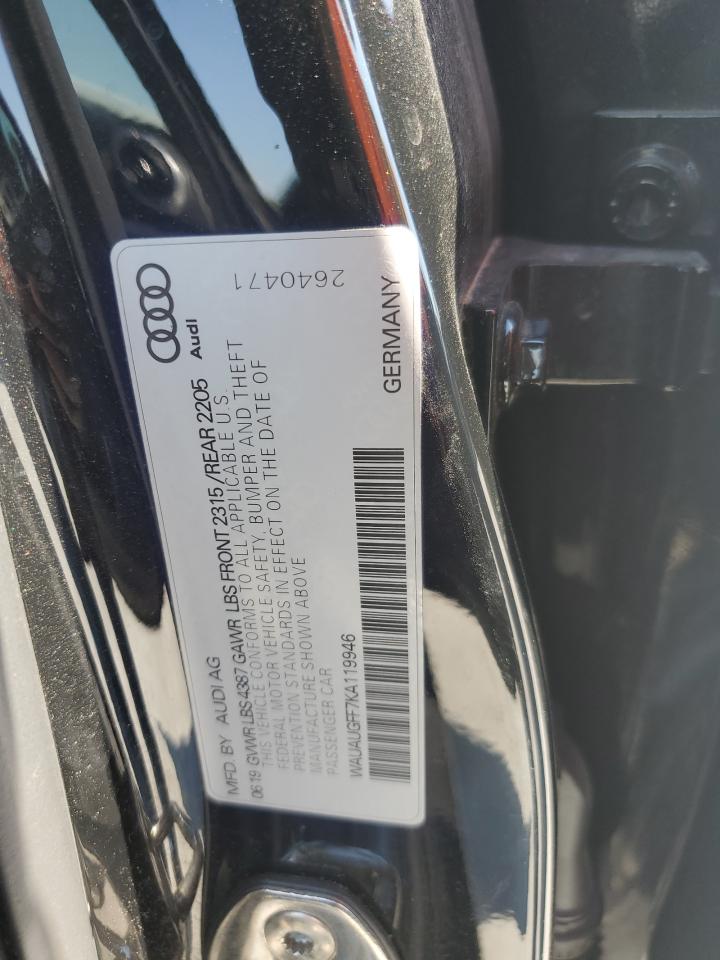2019 Audi A3 Premium VIN: WAUAUGFF7KA119946 Lot: 80747995