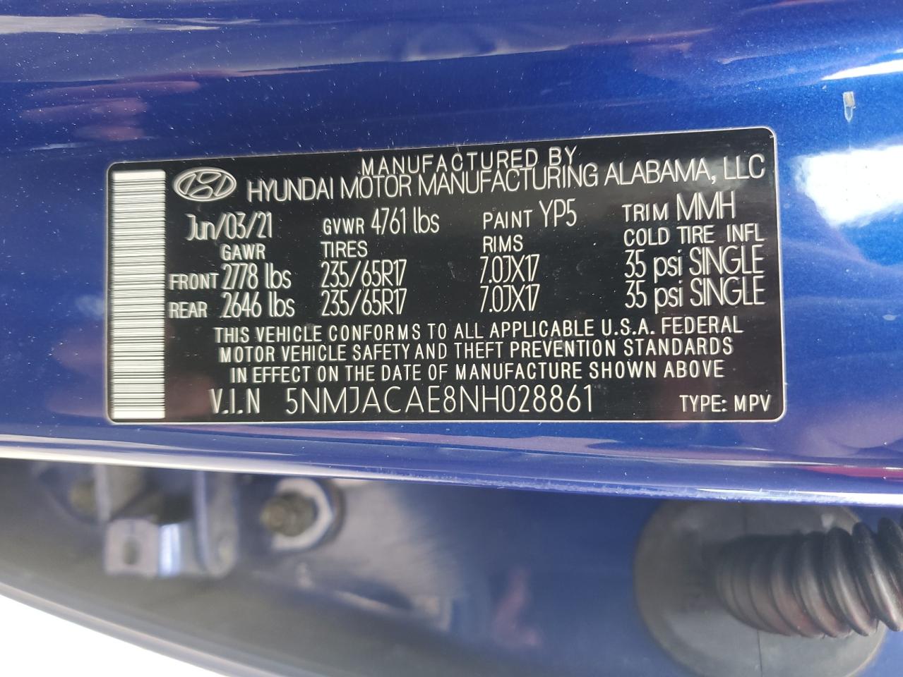 2022 Hyundai Tucson Se VIN: 5NMJACAE8NH028861 Lot: 82037125