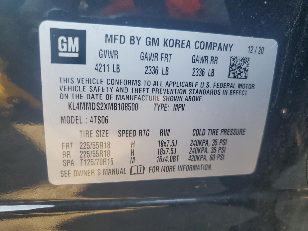 2021 Buick Encore Gx Select VIN: KL4MMDS2XMB108500 Lot: 80458395