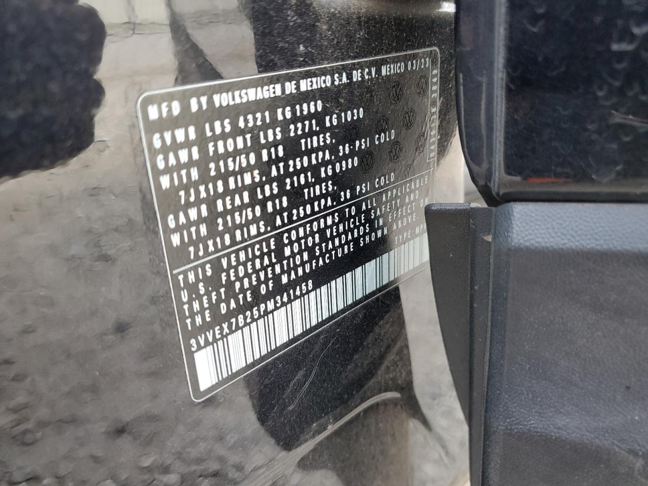 2023 Volkswagen Taos Se VIN: 3VVEX7B25PM341458 Lot: 80273075