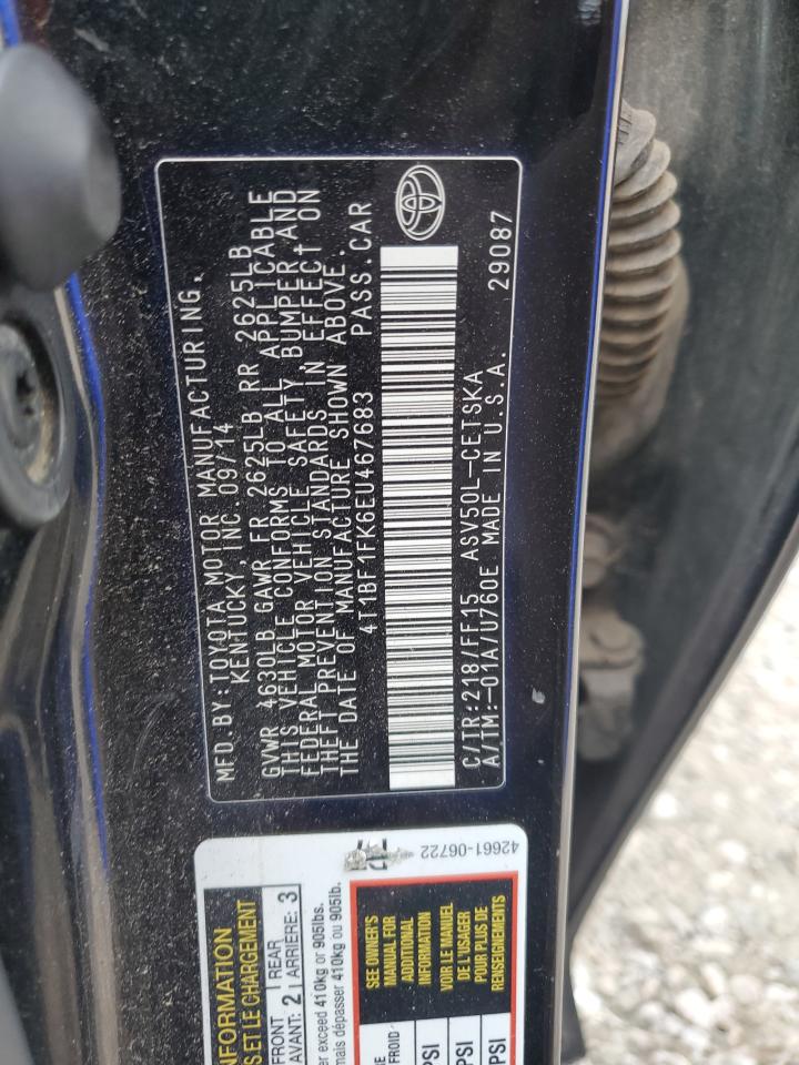 2014 Toyota Camry L VIN: 4T1BF1FK6EU467683 Lot: 83869015