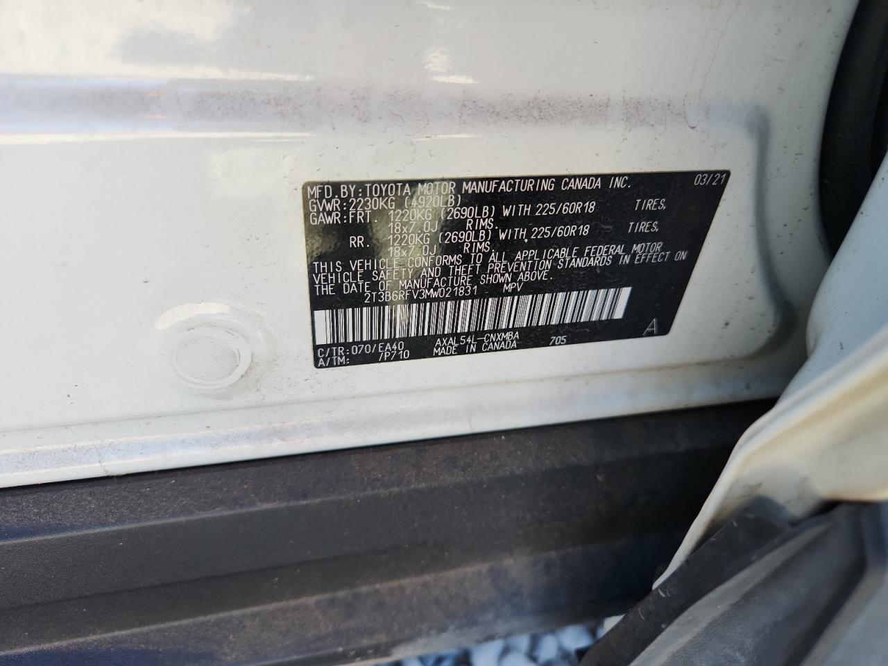 2021 Toyota Rav4 Xle Premium VIN: 2T3B6RFV3MW021831 Lot: 82085705