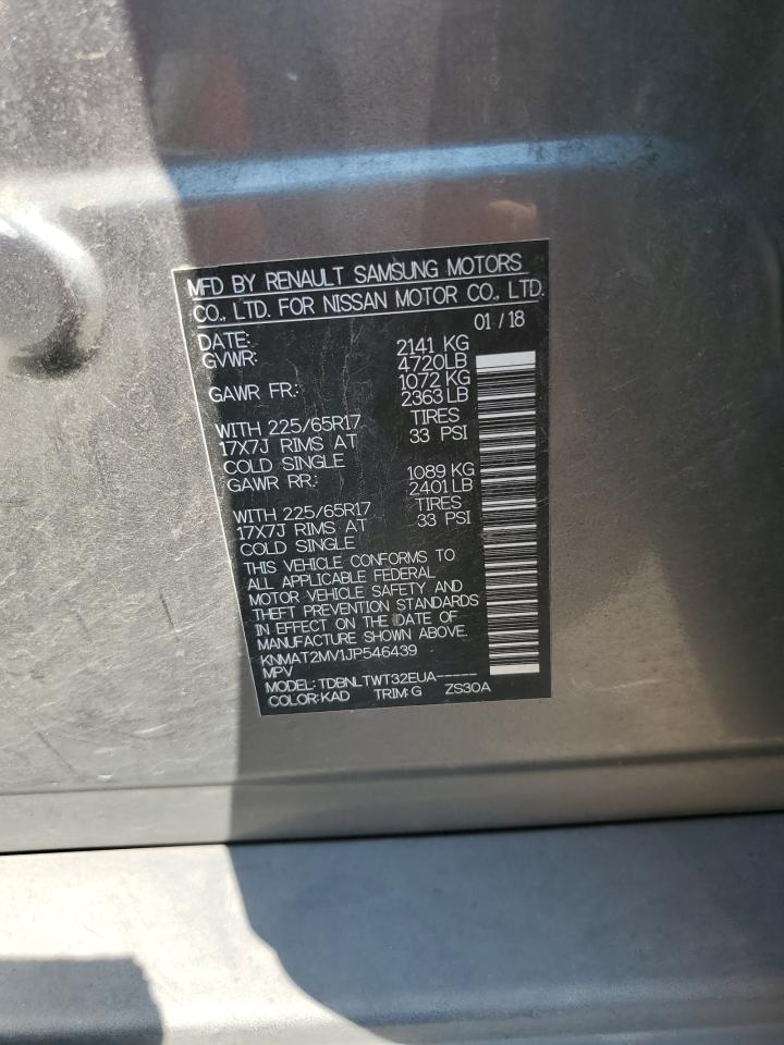 2018 Nissan Rogue S VIN: KNMAT2MV1JP546439 Lot: 81311535