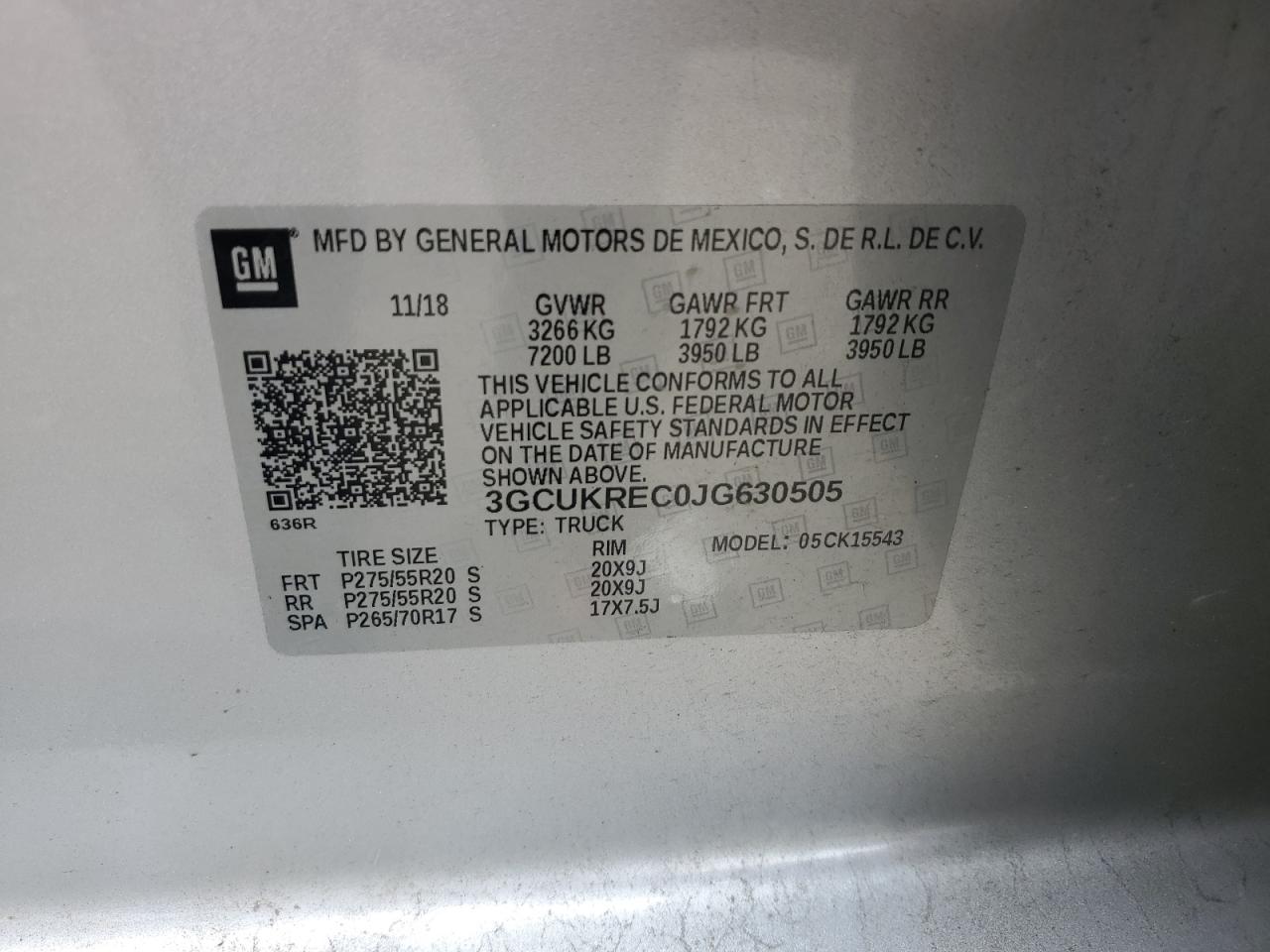 2018 Chevrolet Silverado K1500 Lt VIN: 3GCUKREC0JG630505 Lot: 84031585