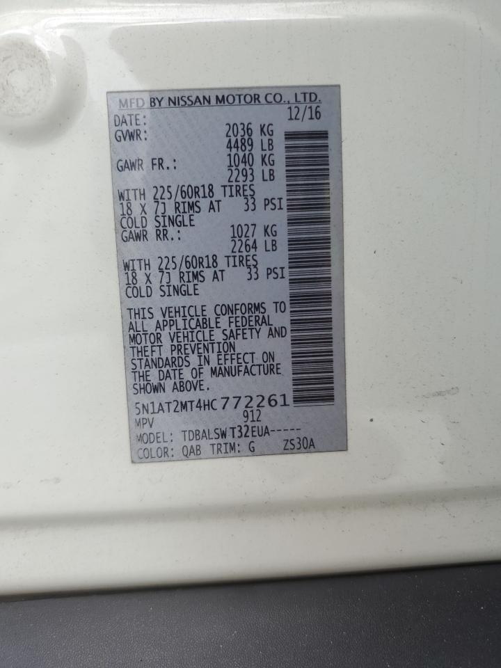 2017 Nissan Rogue S VIN: 5N1AT2MT4HC772261 Lot: 80736245