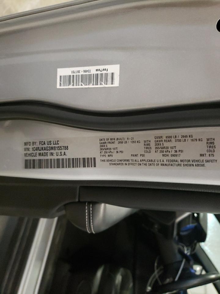 2021 Jeep Grand Cherokee L Laredo VIN: 1C4RJKAG3M8155788 Lot: 70838155