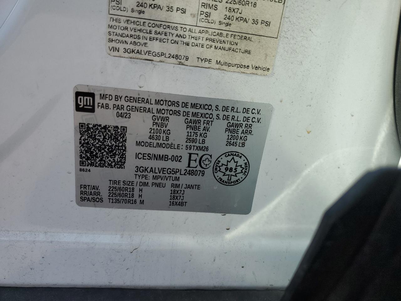 2023 GMC Terrain Slt VIN: 3GKALVEG5PL248079 Lot: 81243315