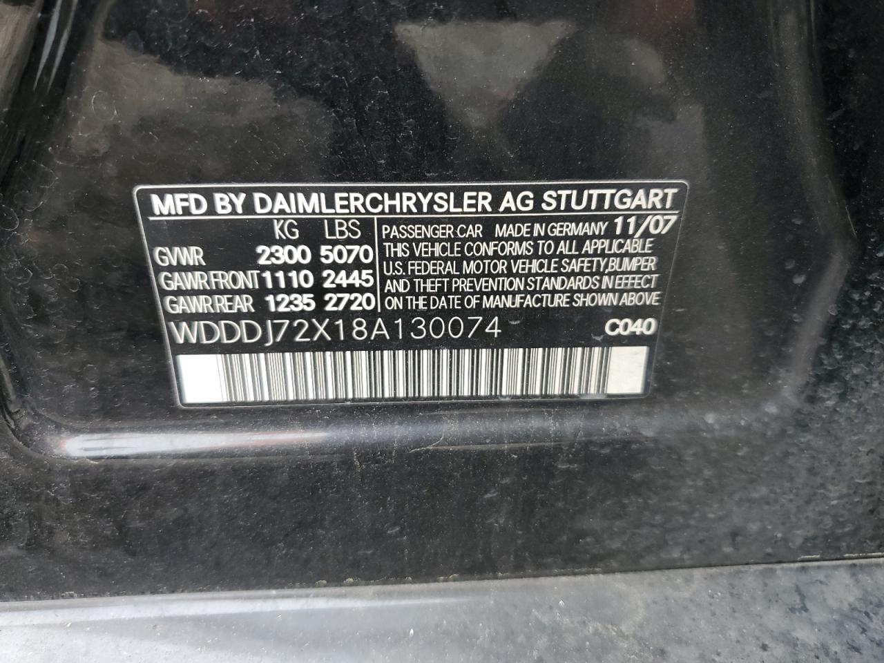 2008 Mercedes-Benz Cls 550 VIN: WDDDJ72X18A130074 Lot: 81907385