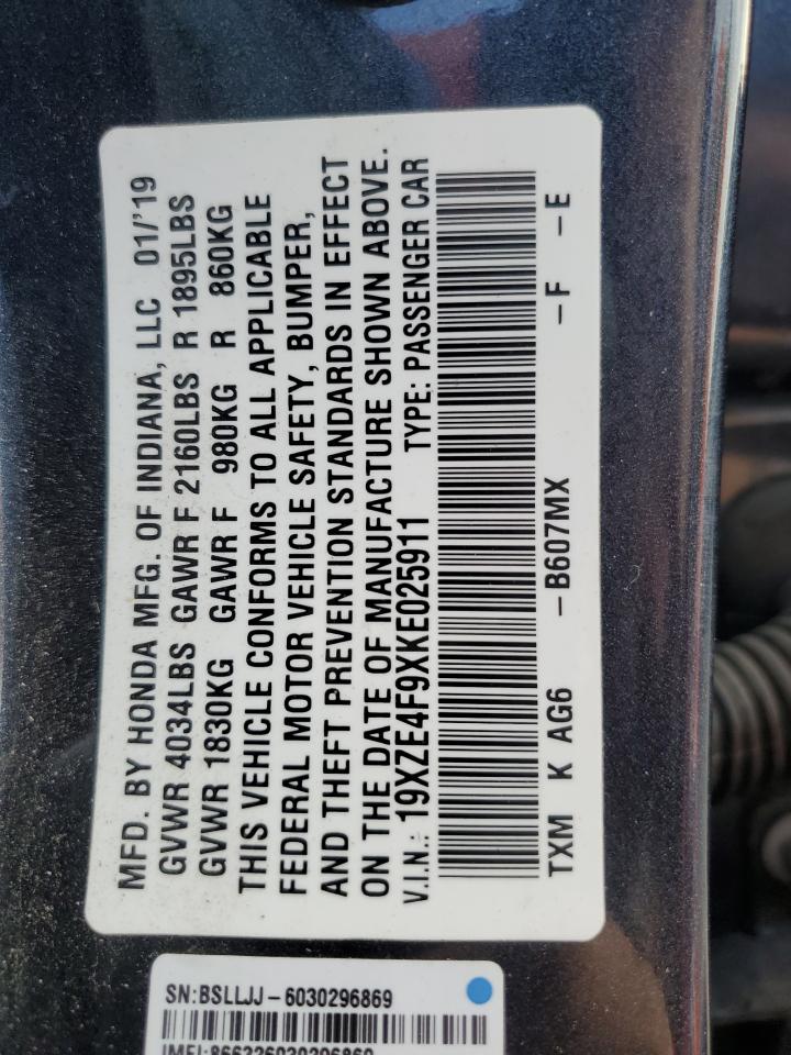 2019 Honda Insight Touring VIN: 19XZE4F9XKE025911 Lot: 81848015