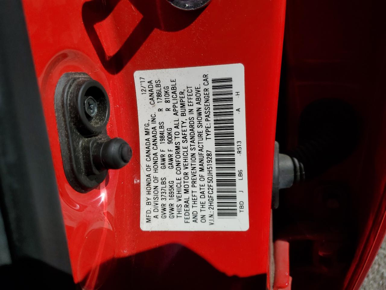 2018 Honda Civic Lx VIN: 2HGFC2F50JH519287 Lot: 71346495