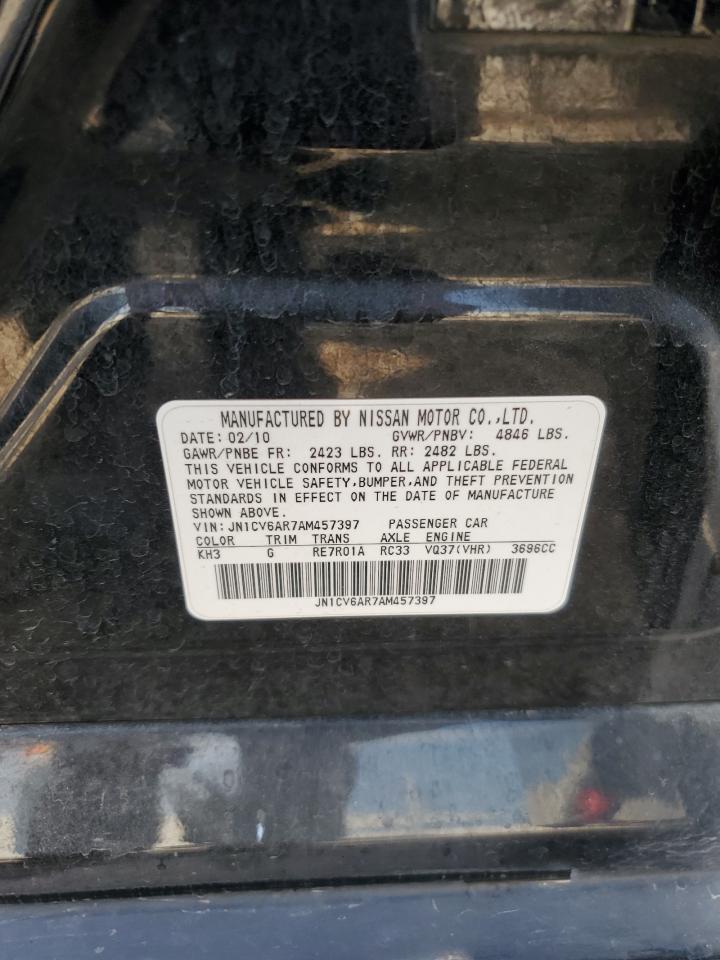 2010 Infiniti G37 VIN: JN1CV6AR7AM457397 Lot: 80164385
