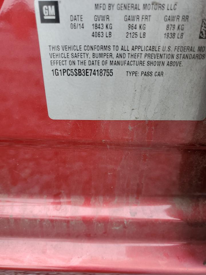 2014 Chevrolet Cruze Lt VIN: 1G1PC5SB3E7418755 Lot: 84255515