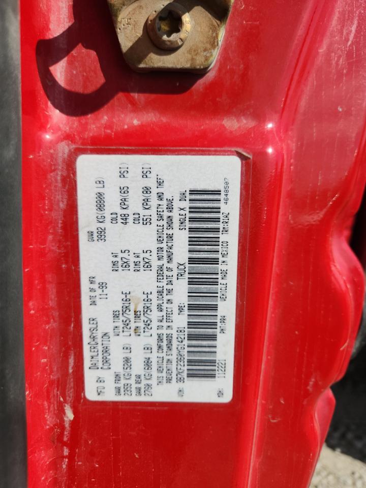 2000 Dodge Ram 2500 VIN: 3B7KF2360YG142181 Lot: 71487455